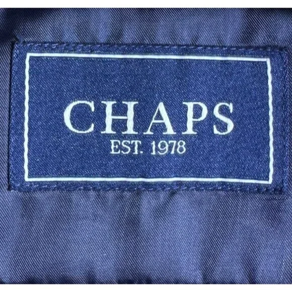 CHAPS Men’s Navy Blazer 42R 100% Wool Sport Coat Two Button Jacket Classic fit